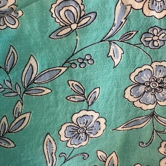 LOFT Turquoise Floral Dress Women's Size 6P Office Core Smocked Back Midi Dress - Picture 9 of 9